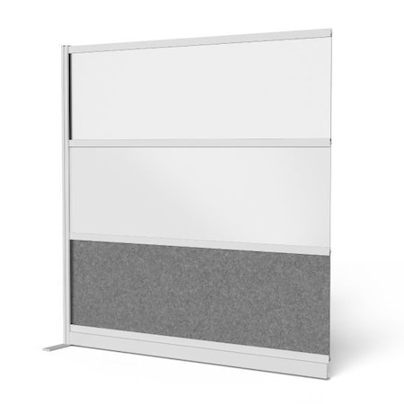 Luxor Modular Wall Room Divider System - Silver Frame - 70in. x 70in. Add-On Wall - Wide Paneling MW-7070-XWCGWG